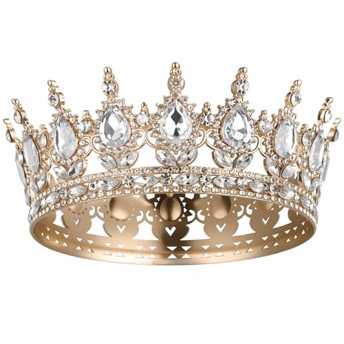 AOOSA Corona Reina, Tiara Redonda, Redonda Completa Chica de Cristal Tiaras Diamantes de Imitación Brillantes, Tiaras Novia Hermoso para Bodas, Fotografía, Fiestas de Cumpleaños, Fiestas de disfraces