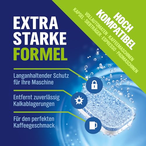 WoldoClean 2in1 Entkalkungstabletten für Kaffeevollautomaten - 2-Phasen Entkalker gegen Kalk & Korrosion, einzeln verblistert, 6 Tabletten