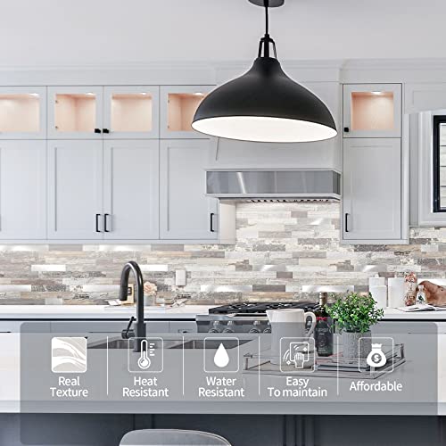Yipscazo Peel And Stick Wood Metal Tile Backsplash, Stick On Tiles For Backsplash Kitchen, Bathroom, Laundry Room, Camper, Fireplace (12'' X 12'', 10 Sheets In Light Wood) #TOP1