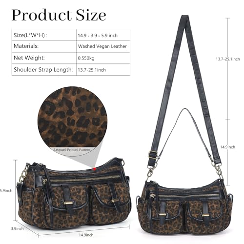 Image of Angel Kiss Hobo Purses for Women Crossbody Shoulder Bag Ladies Multi Pocket Handbags with Adjustable Shoulder Strap | Soft Vegan Leather