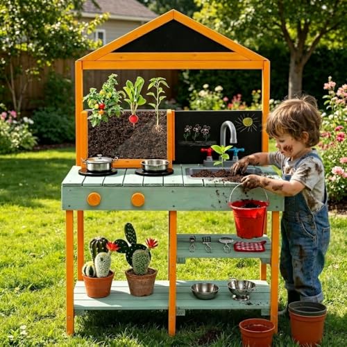 Costzon Mud Kitchen, Wooden Kids Kitchen Playset...