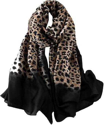 Silk Scarf For Women's Ladies Lightweight Animal Print Scarves Shawls Luxury Gift for Christmas (Leopard Print 3)(Size: 200CM L X 100CM W)
