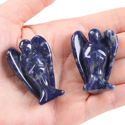 XIANNVXI Blue Sodalite Crystal Angel Figurine Decor Blue Ornament for Living Room Healing Crystal Gemstone Statue Reiki 1.5" Guardian Angels Ornament for Desk Decor Cute Room Decor - Image 2