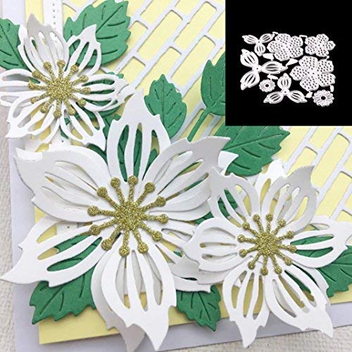 Dontdo Matrice da taglio in metallo, 8 pezzi, fiori e foglie, per fustellatura, goffratura, stencil, per album per ritagli, biglietti di auguri, regalo di compleanno 9.8cm x 9.9cm Silver Dontdo Matrice da taglio in metallo, 8 pezzi, fiori e foglie, per fustellatura, goffratura, stencil, per album per ritagli, biglietti di auguri, regalo di compleanno 9.8cm x 9.9cm Silver