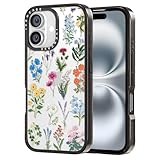 ivencase for iPhone 16 Case for Women with Cute Flower Design, Raised Camera Edge Protective, Hard Acrylic and TPU Bumper Shockproof Case Cover for iPhone 16 6.1' - Floral Pattern