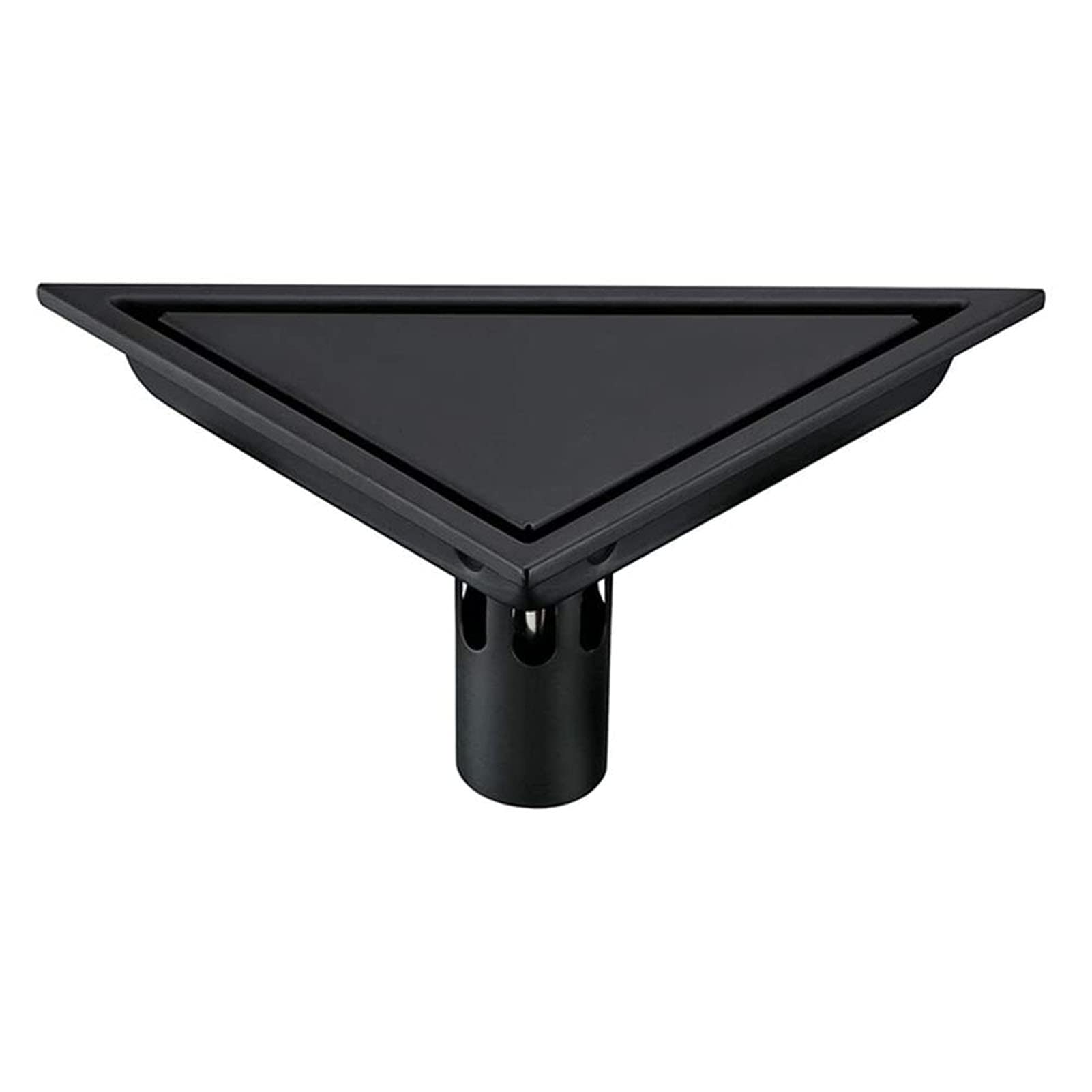Scarico Doccia, Scarico a Pavimento in Acciaio Inox per Bagno, Scarico a Pavimento con Inserto in Piastrelle triangolari, Scarico Doccia con griglia Rimovibile, Filtro raccogli-Capelli, Nero Opaco