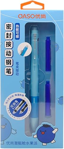 Vista 10 de OASO K019 - Juego de pluma estilográfica retráctil borrable de 0.020 in con 2 cartuchos de tinta azul, escritura suave para estudiantes escolares
