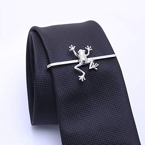 Silver 2 Inch Frog Tie Bar Clip For Men Animal Skinny Tie Clips For Necktie Daily Life With Gift Box #TOP1