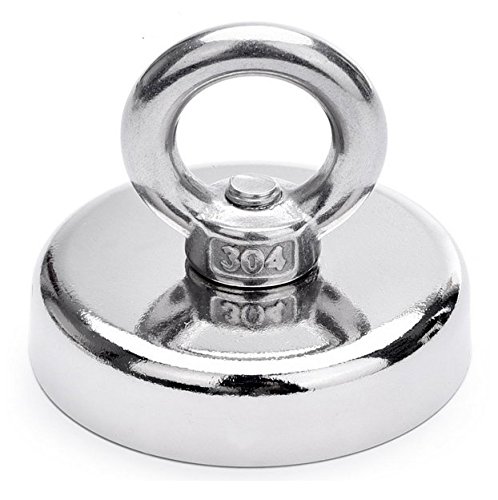 500 lb Magnets for Fishing - AOMAG Super Strong Neodymium Magnets N52 Big Round Dia 3.54 inch Countersunk Hole and Eyebolt for Underwater Retrieving or Treasure Hunting