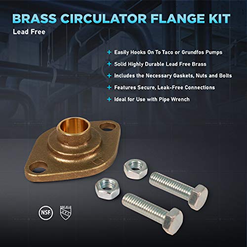 Image of Midline Valve DGTXU114-OM-5 Circulator Flange Kit with Gaskets, Nuts and Bolts for Grundfos Pumps Brass 1-1 /4 in. SWT (10 Pack)