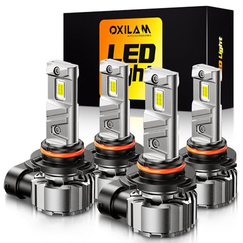 Image of OXILAM 9005 9006 LED Light Bulb, 12X Brighter 6500K Cool White, Anti-Flicker, 60,000Hrs Lifespan, HB3 HB4 LED Light Compatible with Cars Trucks SUVs, Pack of 4