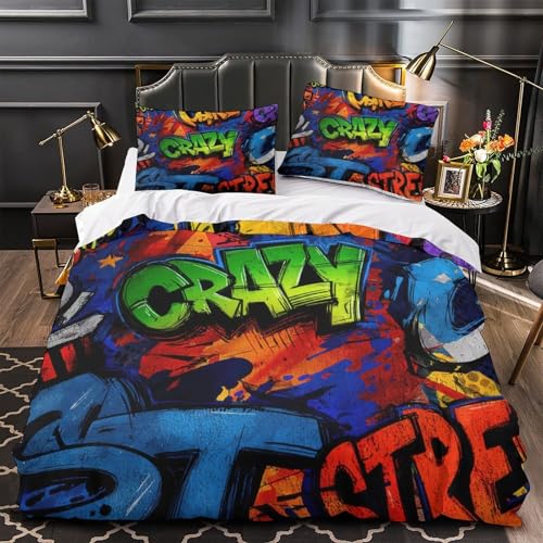 Linge de lit graffiti King microfibre résistante et impression 3D - 2