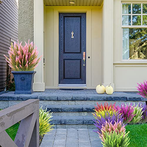 Zeostaro Artificial Lavender Flowers 12 Bundles Outdoor Uv Resistant Fake Flowers No Fade Faux Plastic Plants Garden Porch Window Box Decorating (Deep Red) #TOP2