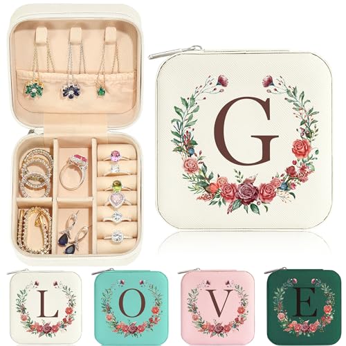Parima-Gift-for-Her-Gifts-for-Wife-Teacher-Daughters-girlfriend-Personalized-Gift-Customized-Small-Gift-Personalized-Travel-Jewelry-Case-for-Women-Teen-Girl-Letter-G-White