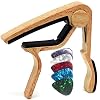 WINGO Guitar Capo for Acoustic and Electric Guitar with 5 Picks, Burlywood