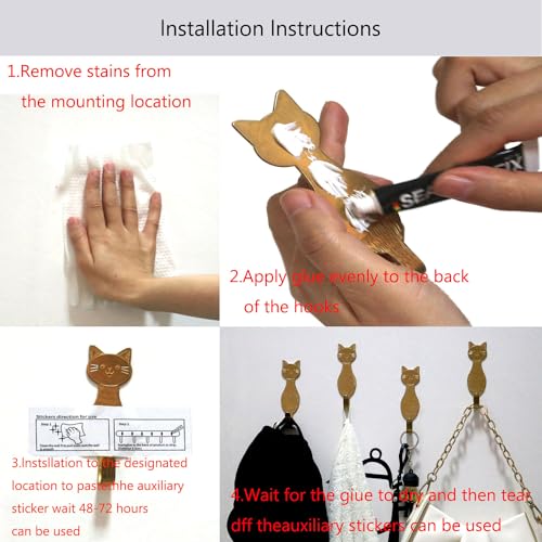 Generic WALL COAT HOOKS-002 Key Holder, Decorative Vintage Cat Shaped Key Rack, Brass Antique Wall Hooks Unique Coat Hooks,For Hanging Scarf Bag Keys Hats Towel Utility Cat Hook thumb #8