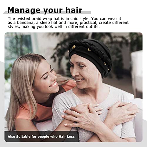 Image of DRESHOW Turban Pre-Tied Twisted Hat Thread African Head Wraps for Black Women Chemo Cancer Cap Braid Hair Cover