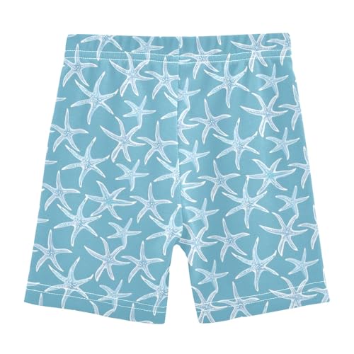 Blue Pastel Starfish Girls Shorts Elastic Waist Sports Shorts Girls Leggings Pants for 4-10 Years2