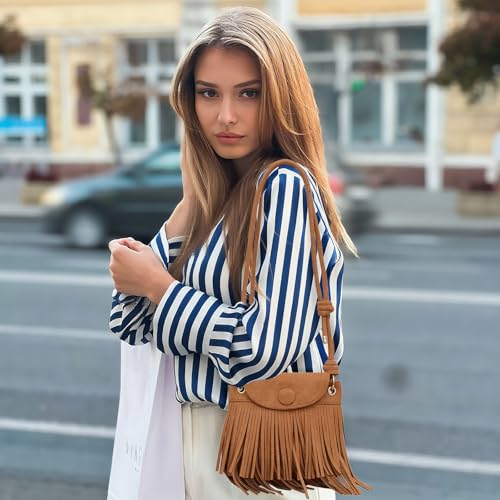 Kleine Handtasche mit Quaste, 70er/80er Jahre outfit Damen, Retro Satteltasche Mode Crossbody Umhängetasche Damen, Boho Y2K Vintage 70er Mode Umhängetasche - Flower Power Accessoires, Karneval Kostüm