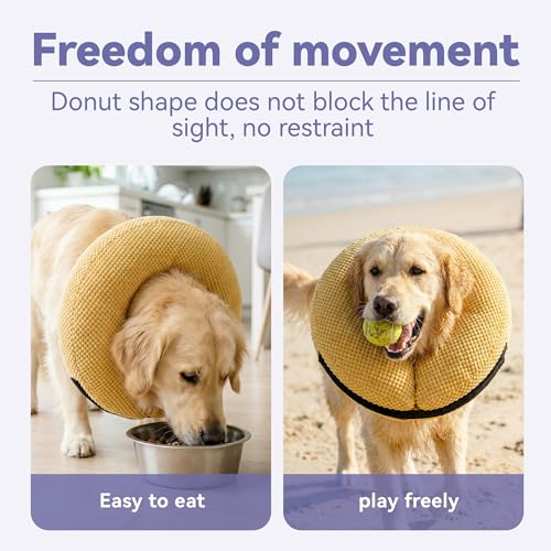 Image of Loflaze Inflatable Dog Cone Collar - Dog Neck Donut Cone Collar Alternative After Surgery - Soft Cone for Large Medium Small Dogs Cats - Alternative Recovery E Collar (Yello, M)