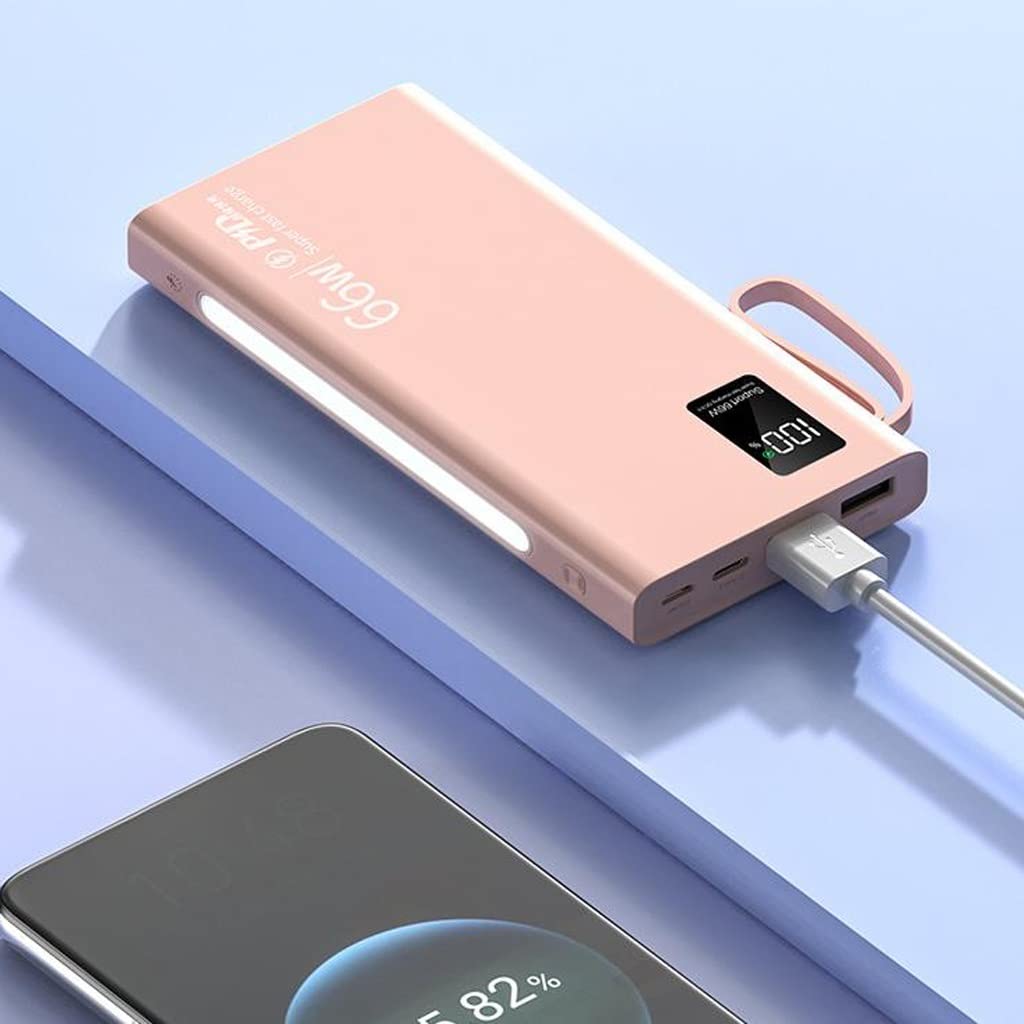 Mini jest wyposażony w czteroprzewodowy power bank 20000 mAh o dużej pojemności PD66W Superszybki power bank ładujący (Color : Purple, Size : 20000mAh)