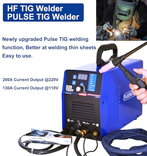 Plasmargon 520TSCPF PT31 Plasma Cutter Tig Welder With Pulse Stick Welder Machine 520Tscpf Plasma Cutter Welder Combo 200A Tig/Arc Welding 50A Air Plasma Cutting Dual Voltage 110/220V 1/2 Inch Clean Cut Upgrade Digital Panel thumb #4