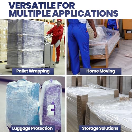 Image of ADHES Mini Hand Stretch Wrap Film, 5 Inch x 1000 Feet 80 Gauge Industrial Strength Stretch Film, Shrink Wrap Roll for Packing, Pallet, Furniture Wrapping Moving & Protection