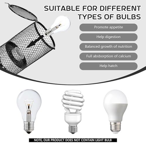 Image of VIHOSE 4 Pcs Reptile Heat Lamp Guard with 150W Ceramic Heat Emitter Basking Anti Scald Heating Lamp Holder Mesh Cage Reptile Protection Lampshades for Lizard Snake Chick