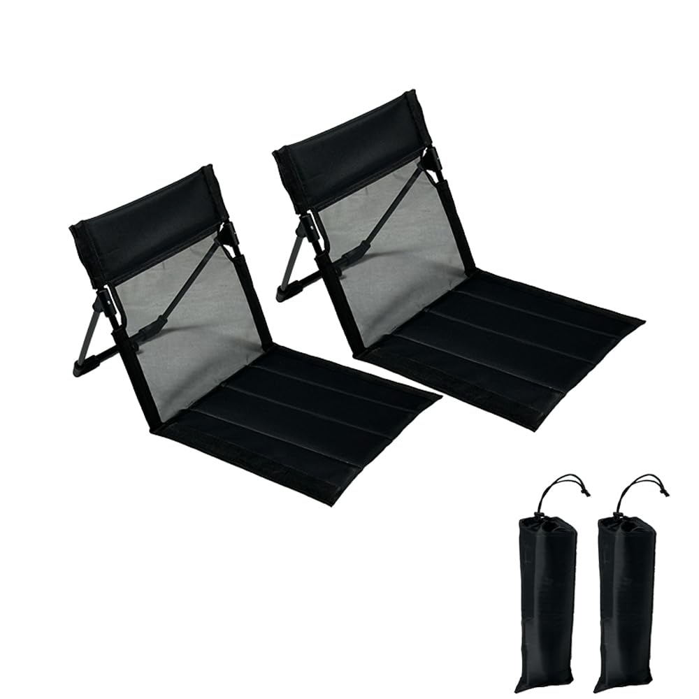 2 Pack Foldable Camping Chairs with Mesh Backrest,Ultra-Light Portable Beach Chairs with Carry Bag for Sunbathing Swimming Poolside Picnic Lawn Road