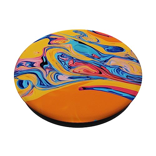 Colorful Abstract Pattern with Blue Yellow and Orange #202 PopSockets Swappable PopGrip, Black - Image 2