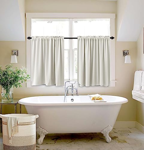 Koufall Kitchen Farmhouse Curtains 36 Inch Length For Small Window Treatments Set Blackout Cafe Tier Boho Short Rv Curtains For Camper Windows 30 X 36 Long Natural Cream White Beige #TOP2