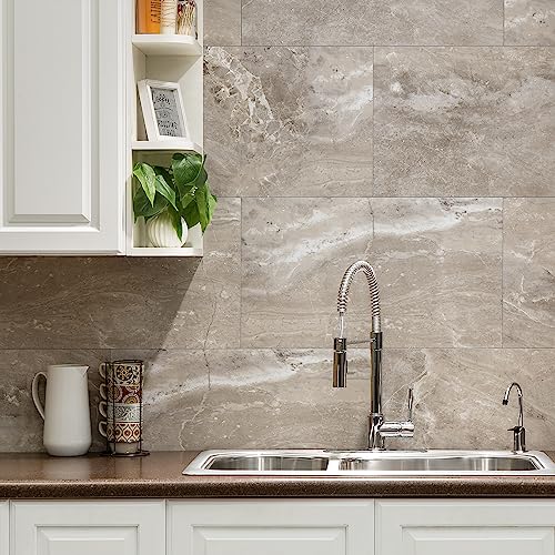 Palisade 25.6 In. X 14.8 In. Interlocking Vinyl Waterproof Wall/Backsplash Tiles For Kitchen Or Bathroom In Venetian Marble (8 Pack) #TOP2