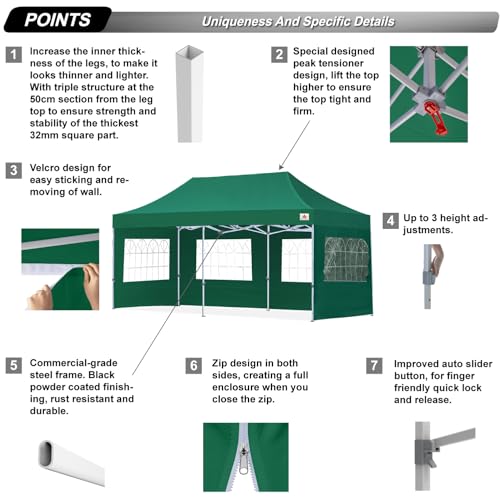Image of ABCCANOPY Pop up Canopy Tent with Elegant Church Window 8X16,Forest Green