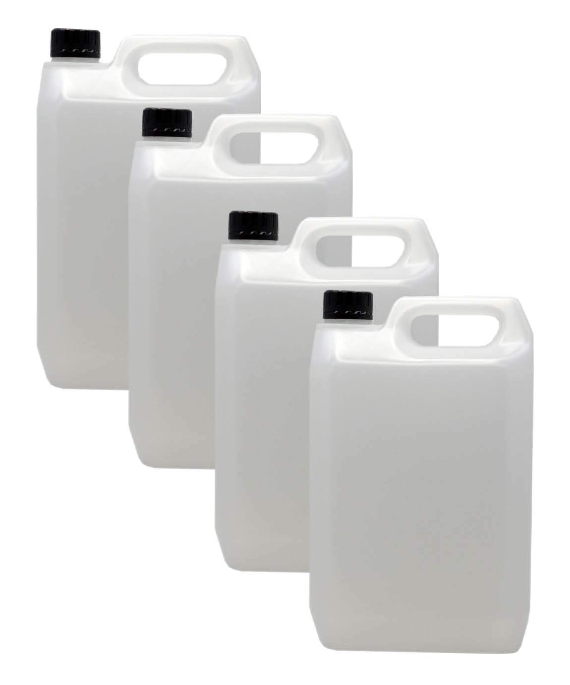HDPE Jerry 5L 4 Pack with Optional Lids (Black)