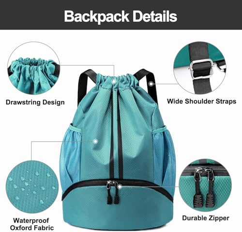 Image of Leosportz Sports Drawstring Bag Backpack for Men Women - Basketball Bag Gym Backpack Dedicated Shoe Compartment | Waterproof Large Space Gym Bag (Drawstring, Pink, 22 liter)