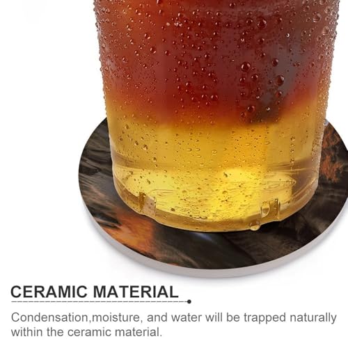 Dessous de verre rond céramique motif cascade antidérapant absorbant pour table basse - 5
