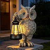 Garden Statues, owl Outdoor Figurines Decorated with Solar Lights, Unique Christmas Birthday Gifts for Moms, Grandmas, Women, Wives, Sisters (Grey Owl1)