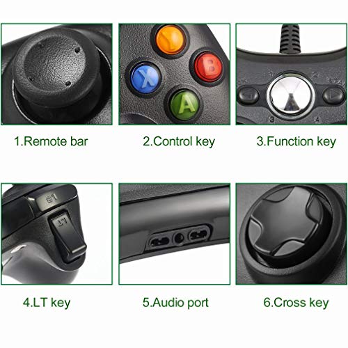 Game Controller for Xbox 360 - Gamepad for Microsoft Xbox 360 & Slim/PC Windows 7 8 10 - Ergonomic and Shoulders Buttons USB Gamepad - Ideal for All Gaming Sessions on Xbox and PC - Thumbnail 4