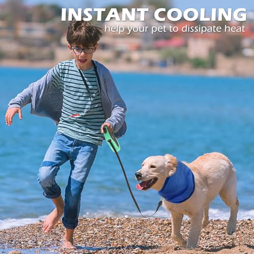 2 Stück Hund Kühlende Bandana, Verstellbare Atmungsaktive EIS-Halsband Schal für Sommer Hitze, Verhindert Überhitzung Sommer Unentbehrlich für Outdoor-Abenteuer(L)