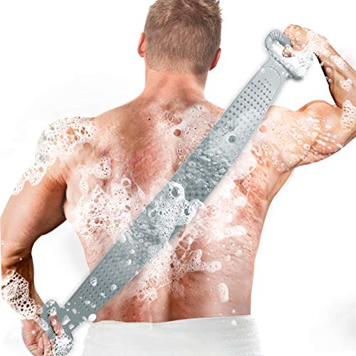 90 cm Rücken-Schrubber Duschbürste Super Lange Inmorven Bad Körper Bürste für Dusche Peeling Silikon Körperschrubber für Männer und Frauen Langlebig und einfach zu bedienen (Grau) Cover