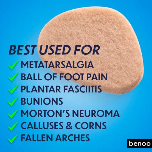 Image of benoo Felt Metatarsal Pads for Women (12 Pads) Ball of Foot Pain Cushions
