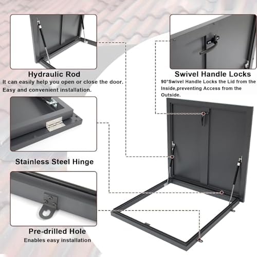 Galvanized Steel Roof Hatch - Durable Secure Access Door for Flat Roofs & Basements, Ideal for Safe Escape & Easy Maintenance, Weather-Resistant Design