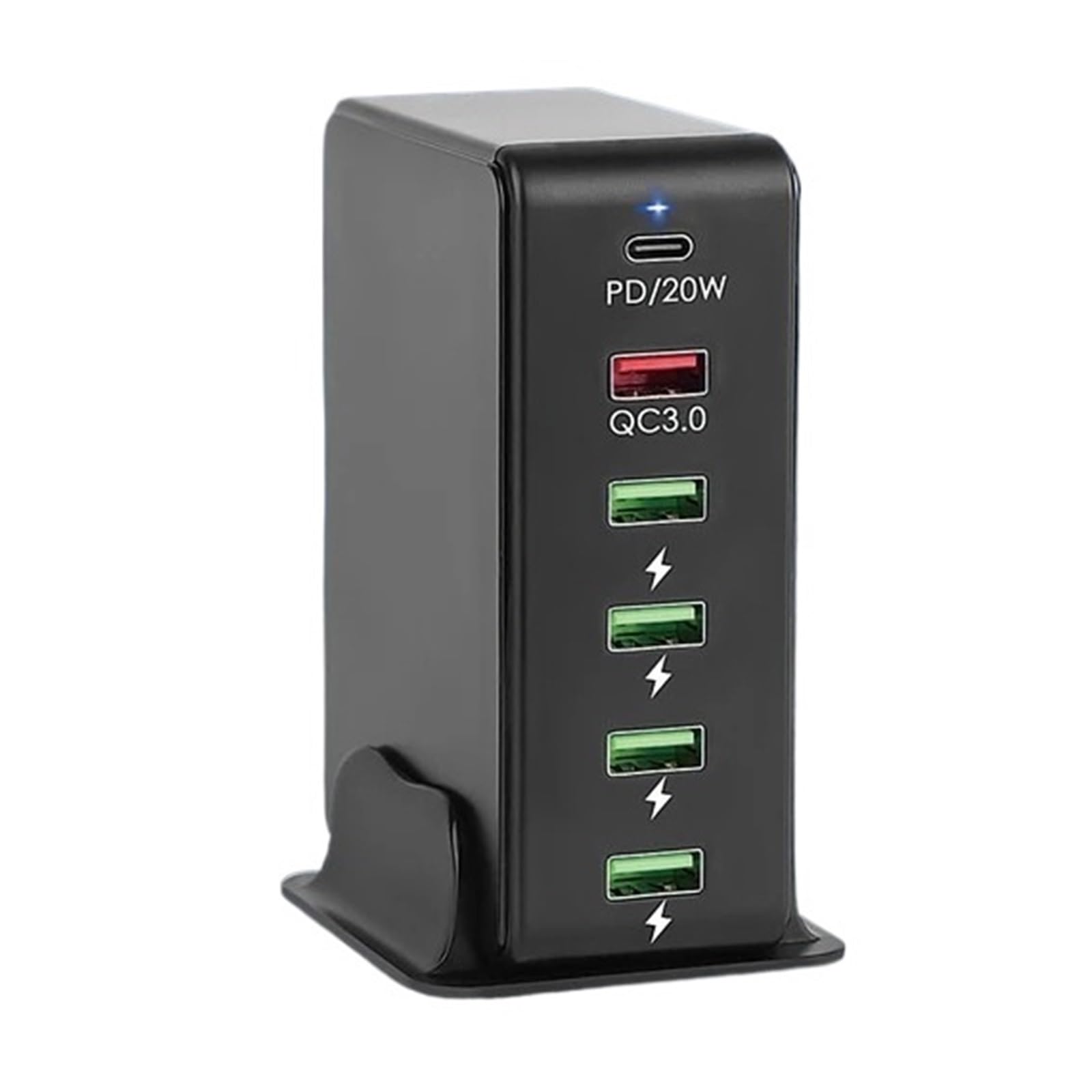 Caricatore USB Da 65 W Tavolo For Stazione Di Ricarica 6 Porte For Telefono QC3.0 PD Rapido C 20 Capacità Di Ricarica Rapida(Black)