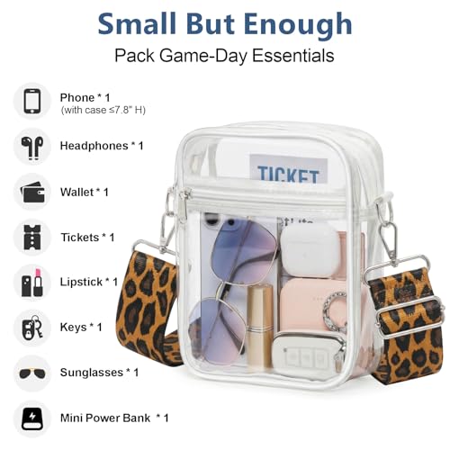 Image of PACKISM Clear Bag for Stadium Events - Clear Purses for Women Transparent Crossbody Messenger Bag for Concerts Game Day
