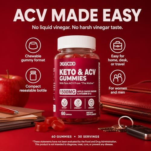 Keto ACV Gummies 1500mg with B12, Vegan Non-GMO, 60 Count for Women & Men - 3