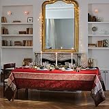 Garnier-Thiebaut, Couronne de Noel (Christmas Wreath) French Jacquard Tablecloth, 100% Cotton, 69" x