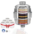 Shower Head Filter for Hard Water – 20 Stage + 7 Replacement Cartridges – Removes Chlorine, Fluoride, and Other Chemicals, Vitamin C, E & A Shower Filter for Glowing Skin & Hair
