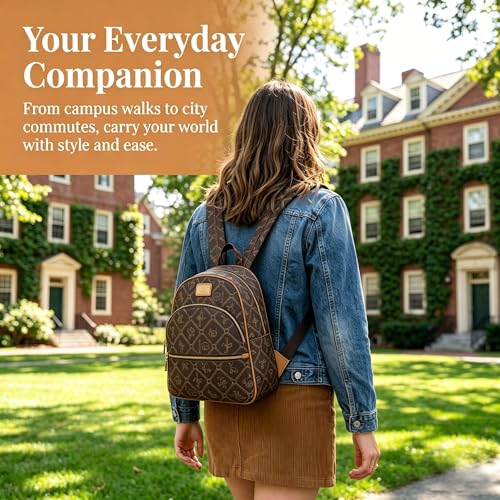 Image of JULIE FERRARO Small Backpack Purse for Ladies Women Fashion Multi Pockets Daypacks with Front Zip Pocket