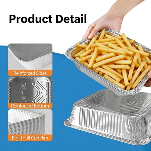 Image of 9x13 Thickened Aluminum Foil Pans, 30Pack Extra Deep Disposable Aluminum Pans for Roasting, Baking, Cooking, Food Prep, Chafing, Steam Table, Oven, Cake, and Party Catering.