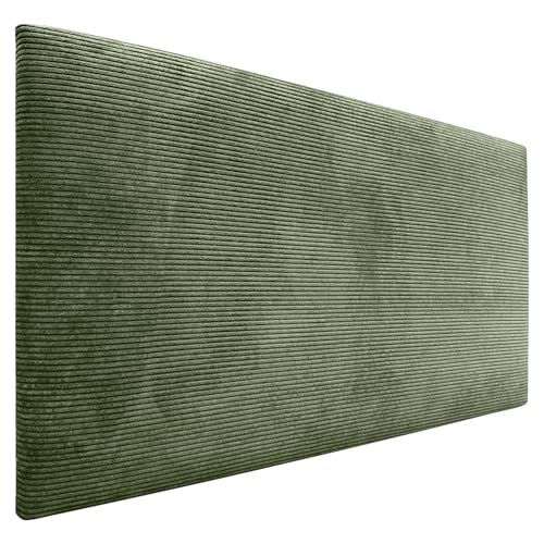 DHOME Cabecero de Pana Liso Alta Gama Moderno Cabezal Tapizado Cama Lujo Dormitorio Acolchado (Verde Selva, 95 cm)